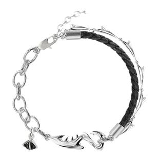 MASW麻秀原创设计游猎系列小众牛皮绳鲨鱼手链金属拼接手饰M1331