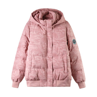 女士冬装时尚保暖外套修身显瘦棉服连帽迷彩印花休闲短款加厚棉衣