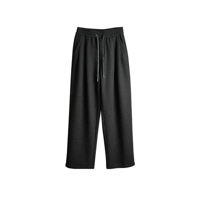 羊毛混纺加绒加厚直筒抽绳休闲裤