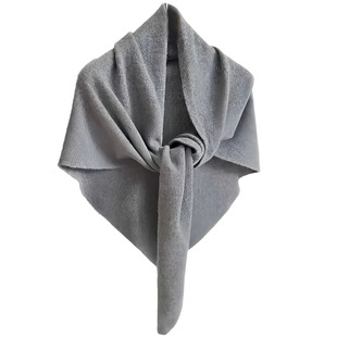 羊绒灰三角围巾披肩女外搭高级感2025年秋冬新款针织纯色保暖百搭
