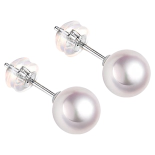 BEAUFINA百分娜S925银天然淡水珍珠耳钉女经典极光正圆小灯泡耳饰