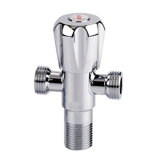 联塑一进二出冷热三通一分二双开关水阀门双控角阀两出双用三角阀