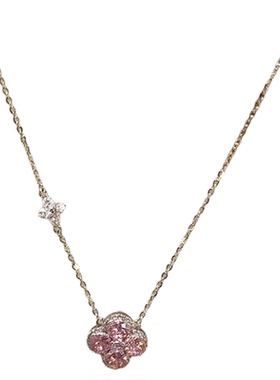 「全店买二赠一」粉色四叶草小花项链女甜美轻奢小众高级感锁骨链