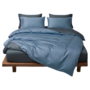 斯得福高端全棉床笠款四件套蓝色轻奢高级感主卧室1米5床上用品