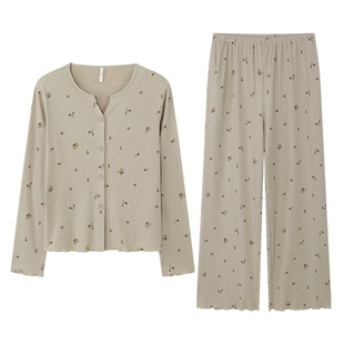 达尔丽莱赛尔睡衣女秋长袖2026新款小碎花开衫休闲家居服春夏薄款