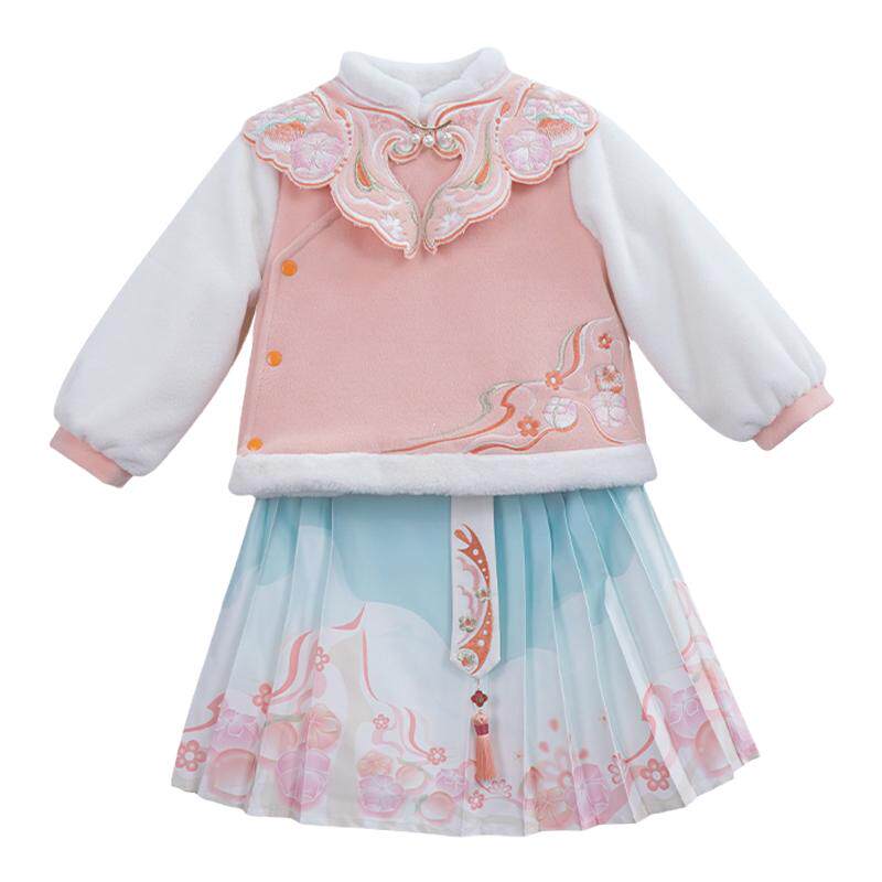 女童汉服冬款加厚中国风新年唐装