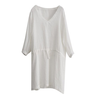 【5折】棉麻记双生记复古文艺长裙2025亚麻中袖连衣裙女夏季