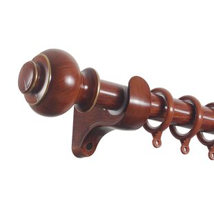 鑫盛园木纹窗帘杆仿实木罗马杆原木美式中单杆双杆铝合金杆子静音