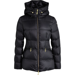 [商场同款]90白鹅绒LANDI黑色短款收腰连帽羽绒服女2025冬新品