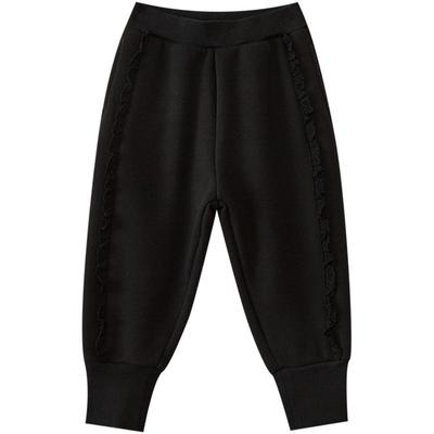 moomoo童装女童甜美针织裤经典靴裤廓形字母贴布百搭学院时尚下装