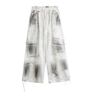 INSOMNIA【清仓】小众设计抽绳直筒宽松水洗做旧工装休闲阔腿长裤