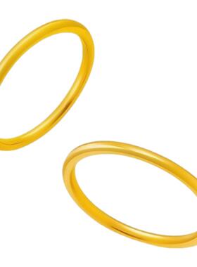 素圈戒指金包银实心情侣对戒尾戒