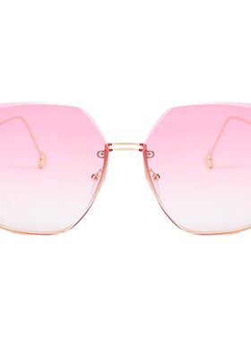 2025新款太阳眼镜无框切边圆形防紫外线墨镜女防晒显瘦圆脸时尚