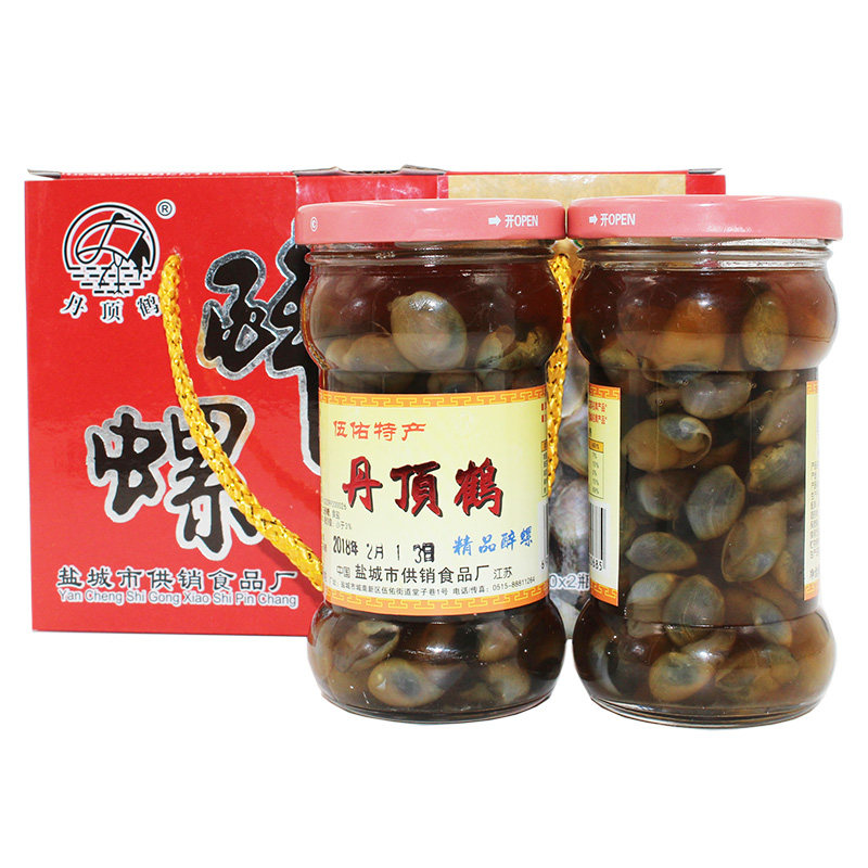 盐城特产李呆呆牌伍佑醉螺240g×2瓶礼盒精品无沙脆爽黄泥螺包邮