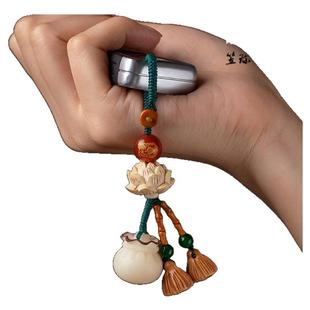 菩提根福袋钥匙扣挂件桃木莲蓬钱袋情侣包包挂饰创意礼品挂绳
