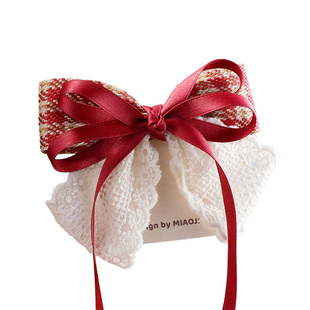 女童蝴蝶结头饰红色新年发饰宝宝漂亮发卡小女孩新款头花公主发饰