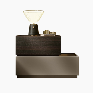 广巢免安装极简卧室床头柜创意收纳储物柜烟熏木色组合床边柜A