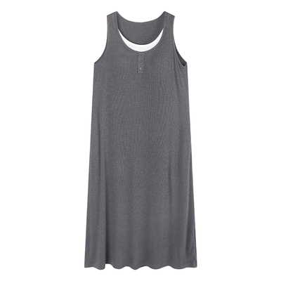 浪莎带胸垫冰丝睡裙女夏季假两件