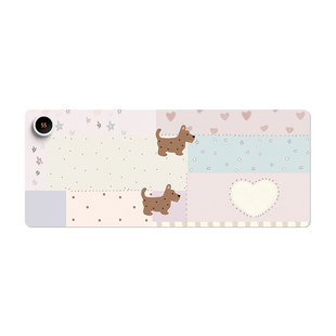 苏雅拼贴小狗加热鼠标垫超大发热暖桌垫女生高颜值办公室桌面加热桌垫左侧开关冬天电脑键盘垫子3C认证电热