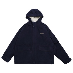 蒙马特先生 韩国街头情侣羊羔绒外套 韩版宽松男女学生棉衣连帽冬