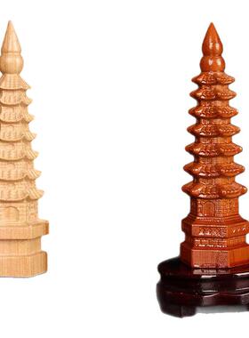 泰山桃木雕刻文昌塔摆件