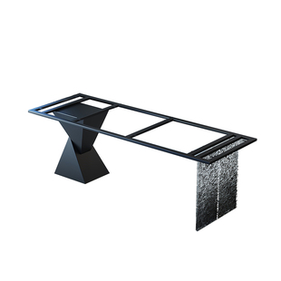 金属桌腿实木石材岩板桌脚支架大理石奢石茶台设计师亚克力底座