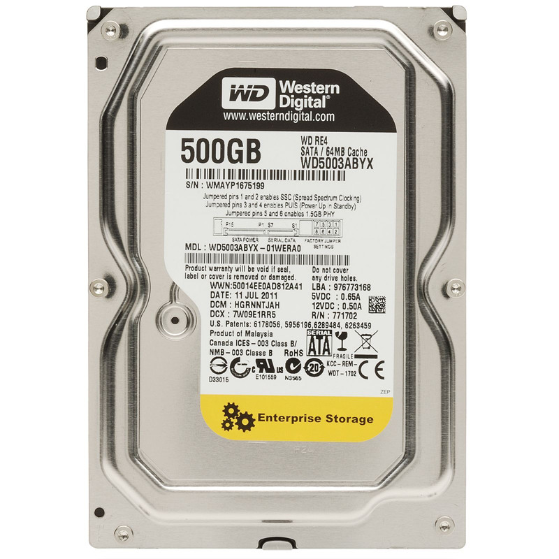西部数据WD5003ABYX黑盘/WD5003ABYZ金盘3.5寸500G台式服务器硬盘