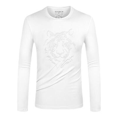 欧洲站刺绣老虎头t男装长袖