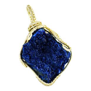 孤品天然水晶矿石标本原石吊坠列姆利亚黄水晶蓝铜矿紫晶挂坠礼物