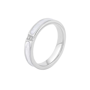 繁星戒指女士时尚高级感素圈油画感闪钻白贝母气质风百搭开口指环