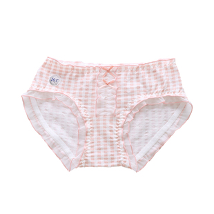 洛丽塔纯棉格子大码内裤女200斤胖MM10a抑菌加长裆少女甜美中腰