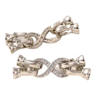 14K包金保色镶锆石8字双排珍珠扣手工diy项链手链收尾连接搭扣头