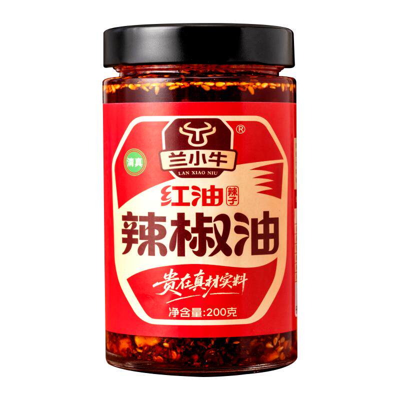 兰小牛清真兰州牛肉面油泼辣子辣椒油甘谷辣椒面瓶装红油蘸料辣油
