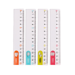 晨光透明直尺子带波浪线小学生专用格尺多功能15/18/20cm绘图刻度