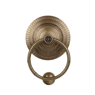 老式门仿古大门拉手敲门器中式复古全黄铜门锁门环兽头防盗门把手