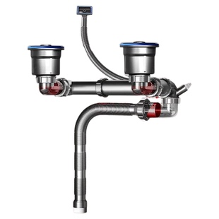 厨房水槽洗菜池防臭省空间单双槽通用下水器三通排水管洗碗池配件