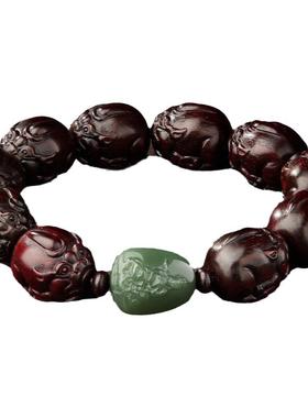 小叶紫檀手串和田玉本命佛