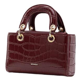 红谷包包2026新款质感鳄鱼纹真皮斜跨包通勤上班牛皮手提包女士包