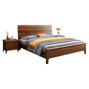 依家红现代中式乌金木实木床18米双人床15米主卧简约婚床家具