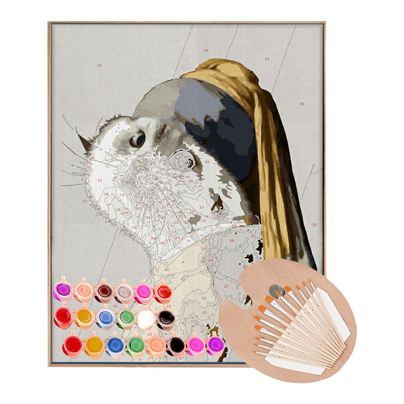 萌宠工坊diy宠物数字油画定制小猫咪狗画像相片手工填上色装饰画