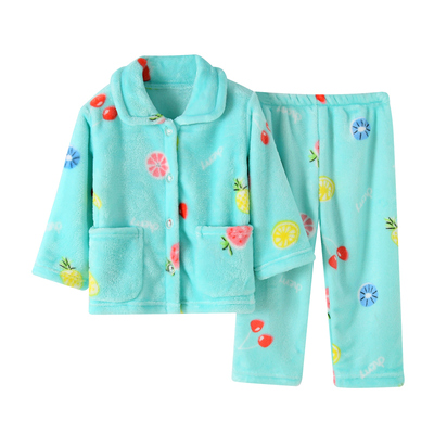 女童法兰绒秋冬季加厚款睡衣