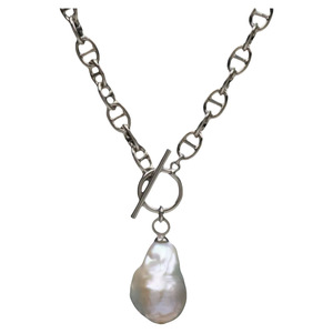 天然淡水巴洛克珍珠项链女 ins小众设计猪鼻子颈链毛衣链时尚新品