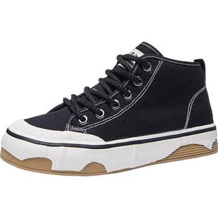 人本高帮女小众2025新款冬季厚底加绒二棉鞋女款百搭保暖运动板鞋