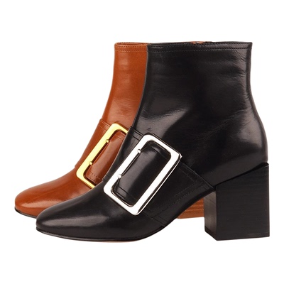 英国品牌shellys头层牛皮方扣靴