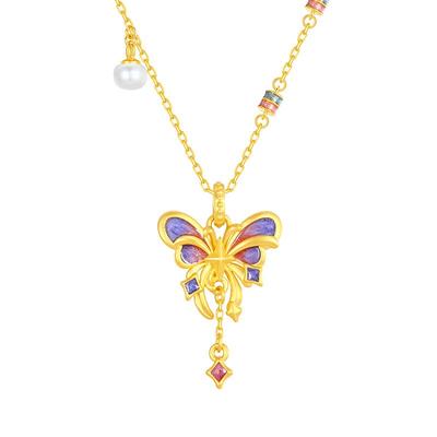 周大生黄金鎏光蝶梦吊坠