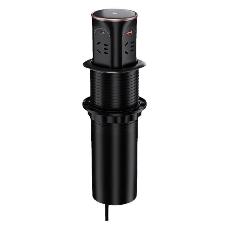 电动升降插座嵌入式无线充电岛台厨房台面伸缩插排桌面隐藏式usb