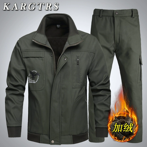 Демисезонный лонгслив, комбинезон, утепленный хлопковый камуфляжный износостойкий комплект, рабочая одежда, свободный крой