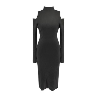 SYT约会小心机 露肩针织连衣裙女秋冬中长款气质修身内搭打底裙子