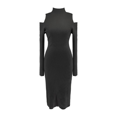 syt露肩针织连衣裙女中长款裙子