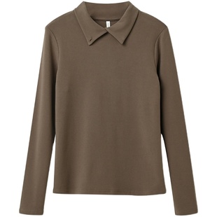 300G暖绒 女士翻领长袖打底衫 纯色保暖上衣 秋冬款女装 山东网店